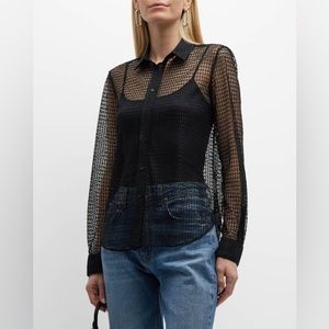 Nili Lotan Black Sheer Button Down Shirt